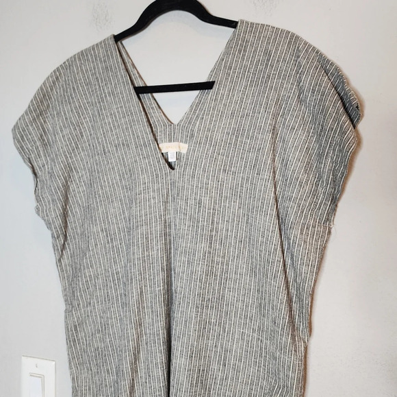 Day Space Night 100% linen grey blue white stripe dress one size medium - Picture 12 of 13